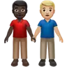 Men Holding Hands: Dark Skin Tone, Medium-Light Skin Tone Emoji 👨🏿‍🤝‍👨🏼 image - Apple style