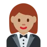 Woman In Tuxedo: Medium Skin Tone Emoji 🤵🏽‍♀️ image - Twitter / X (Twemoji) style