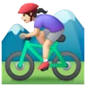 Woman Mountain Biking: Light Skin Tone Emoji 🚵🏻‍♀️ image - Samsung style