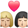 Kiss: Woman, Woman, Medium-Light Skin Tone, Light Skin Tone Emoji 👩🏼‍❤️‍💋‍👩🏻 image - Samsung style