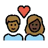 Couple With Heart: Person, Person, Medium-Dark Skin Tone, Dark Skin Tone Emoji 🧑🏾‍❤️‍🧑🏿 image - OpenMoji style