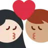 Kiss: Woman, Man, Light Skin Tone, Medium Skin Tone Emoji 👩🏻‍❤️‍💋‍👨🏽 image - Twitter / X (Twemoji) style
