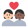 Couple With Heart: Person, Person, Light Skin Tone, Medium-Dark Skin Tone Emoji 🧑🏻‍❤️‍🧑🏾 image - Tossface style