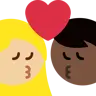 Kiss: Woman, Man, Medium-Light Skin Tone, Dark Skin Tone Emoji 👩🏼‍❤️‍💋‍👨🏿 image - Twitter / X (Twemoji) style