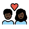 Couple With Heart: Dark Skin Tone Emoji 💑🏿 image - OpenMoji style