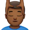 Man Getting Massage: Medium-Dark Skin Tone Emoji 💆🏾‍♂️ image - Apple style