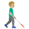 Man With White Cane Facing Right: Medium-Light Skin Tone Emoji 👨🏼‍🦯‍➡️ image - Google Noto Color style