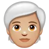 Person: Medium-Light Skin Tone, White Hair Emoji 🧑🏼‍🦳 image - WhatsApp style