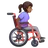Woman In Manual Wheelchair Facing Right: Medium-Dark Skin Tone