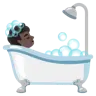 Person Taking Bath: Dark Skin Tone Emoji 🛀🏿 image - Google Noto Color style