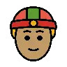 Person With Skullcap: Medium Skin Tone Emoji 👲🏽 image - OpenMoji style