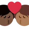 Kiss: Person, Person, Dark Skin Tone, Medium-Dark Skin Tone Emoji 🧑🏿‍❤️‍💋‍🧑🏾 image - Twitter / X (Twemoji) style