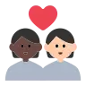 Couple With Heart: Person, Person, Dark Skin Tone, Light Skin Tone Emoji 🧑🏿‍❤️‍🧑🏻 image - Tossface style