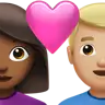Couple With Heart: Woman, Man, Medium-Dark Skin Tone, Medium-Light Skin Tone Emoji 👩🏾‍❤️‍👨🏼 image - Apple style
