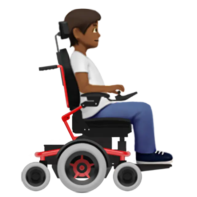 Person In Motorized Wheelchair Facing Right: Medium-Dark Skin Tone