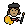 Woman Artist: Medium Skin Tone Emoji 👩🏽‍🎨 image - OpenMoji style
