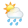 ดวงอาทิตย์สีขาวหลังเมฆกับฝน Emoji 🌦 image - Telegram style