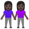 Women Holding Hands: Dark Skin Tone Emoji 👭🏿 image - Google Noto Color style