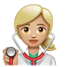 Woman Health Worker: Medium-Light Skin Tone Emoji 👩🏼‍⚕️ image - WhatsApp style