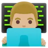 Man Technologist: Medium-Light Skin Tone Emoji 👨🏼‍💻 image - Google Noto Color style