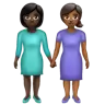 Women Holding Hands: Dark Skin Tone, Medium-Dark Skin Tone Emoji 👩🏿‍🤝‍👩🏾 image - WhatsApp style