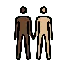 People Holding Hands: Dark Skin Tone, Medium-Light Skin Tone Emoji 🧑🏿‍🤝‍🧑🏼 image - OpenMoji style