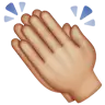 Clapping Hands: Medium-Light Skin Tone Emoji 👏🏼 image - WhatsApp style