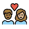Couple With Heart: Person, Person, Medium-Dark Skin Tone, Medium-Light Skin Tone Emoji 🧑🏾‍❤️‍🧑🏼 image - OpenMoji style