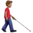 Man With White Cane Facing Right: Medium Skin Tone