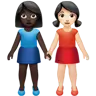 Women Holding Hands: Dark Skin Tone, Light Skin Tone Emoji 👩🏿‍🤝‍👩🏻 image - Apple style