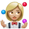 Woman Juggling: Medium-Light Skin Tone Emoji 🤹🏼‍♀️ image - WhatsApp style