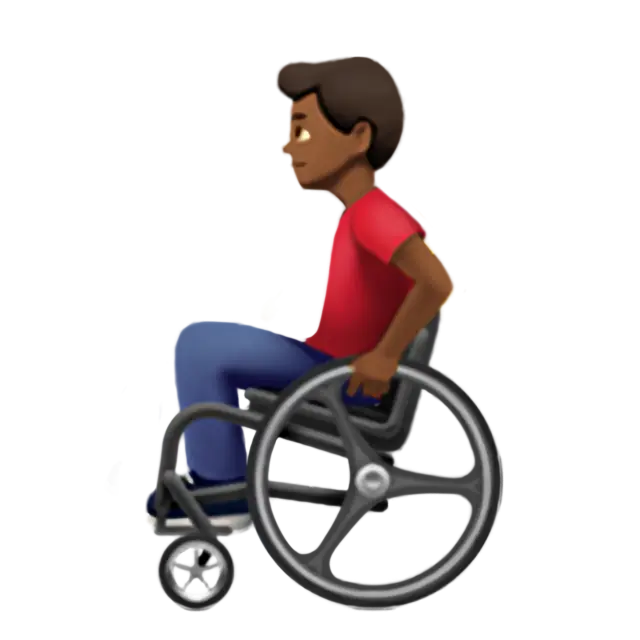 Man In Manual Wheelchair: Medium-Dark Skin Tone