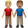 Men Holding Hands: Medium-Light Skin Tone, Medium Skin Tone Emoji 👨🏼‍🤝‍👨🏽 image - Apple style