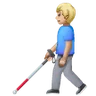 Man With White Cane: Medium-Light Skin Tone Emoji 👨🏼‍🦯 image - Samsung style