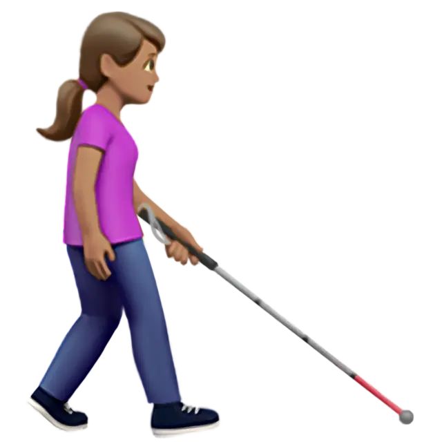 Woman With White Cane Facing Right: Medium Skin Tone