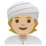 Person Wearing Turban: Medium-Light Skin Tone Emoji 👳🏼 image - Google Noto Color style