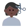 Person Getting Haircut: Dark Skin Tone Emoji 💇🏿 image - Tossface style