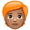 Person: Medium Skin Tone, Red Hair Emoji 🧑🏽‍🦰 image - WhatsApp style