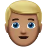 Man: Medium Skin Tone, Blond Hair Emoji 👱🏽‍♂️ image - Apple style