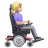 Woman In Motorized Wheelchair Facing Right: Medium-Light Skin Tone