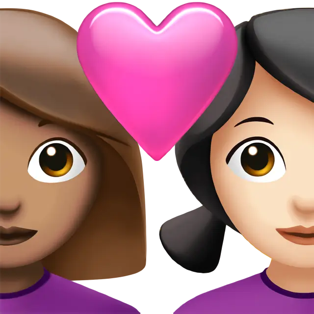 Couple With Heart: Woman, Woman, Medium Skin Tone, Light Skin Tone