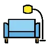 ソファとランプ Emoji 🛋 image - OpenMoji style