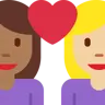 Couple With Heart: Woman, Woman, Medium-Dark Skin Tone, Medium-Light Skin Tone Emoji 👩🏾‍❤️‍👩🏼 image - Twitter / X (Twemoji) style