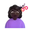 Woman Getting Haircut: Dark Skin Tone Emoji 💇🏿‍♀️ image - Microsoft 3D Fluent style
