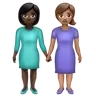 Women Holding Hands: Dark Skin Tone, Medium Skin Tone Emoji 👩🏿‍🤝‍👩🏽 image - WhatsApp style