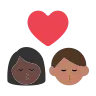 Kiss: Woman, Man, Dark Skin Tone, Medium Skin Tone Emoji 👩🏿‍❤️‍💋‍👨🏽 image - Tossface style