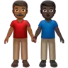 Men Holding Hands: Medium-Dark Skin Tone, Dark Skin Tone Emoji 👨🏾‍🤝‍👨🏿 image - Apple style