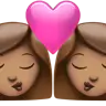 Kiss: Woman, Woman, Medium Skin Tone Emoji 👩🏽‍❤️‍💋‍👩🏽 image - Apple style
