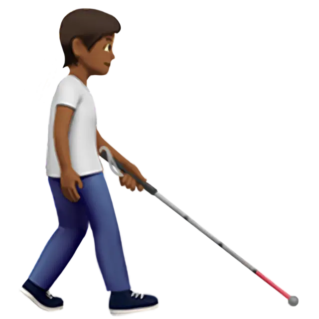 Person With White Cane Facing Right: Medium-Dark Skin Tone
