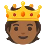 Person With Crown: Medium-Dark Skin Tone Emoji 🫅🏾 image - Google Noto Color style